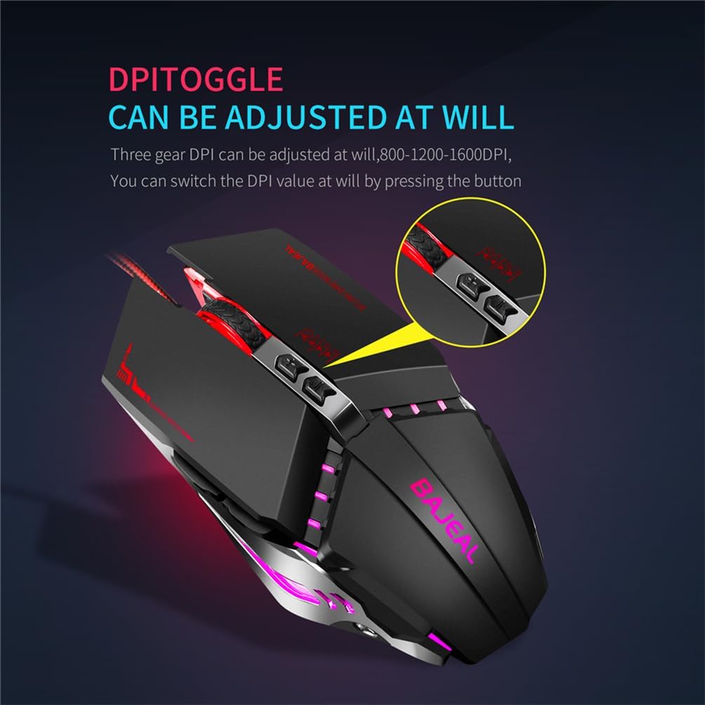 YanLan G7 Wired Gaming Mouse showing DPI toggle button