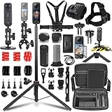 PellKing Accessories Kit for Insta360 X5,Included Carrying Case with Belt,135cm Selfie Stick Tripod,Aluminium Handlebar Clamp.2 Pcs Metal 1/4