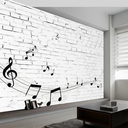 Mural de Pared 3D Pentagrama De Notas Musicales Simples Papel Tapiz Fotográfico Impreso, Notas Musicales Mural de Pared No Tejido Decoración de Póster Diseño 200 x 140 cm Para Estar Dormitorio
