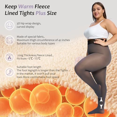Image of UISLII Plus Size Fleece Lined Tights for Women