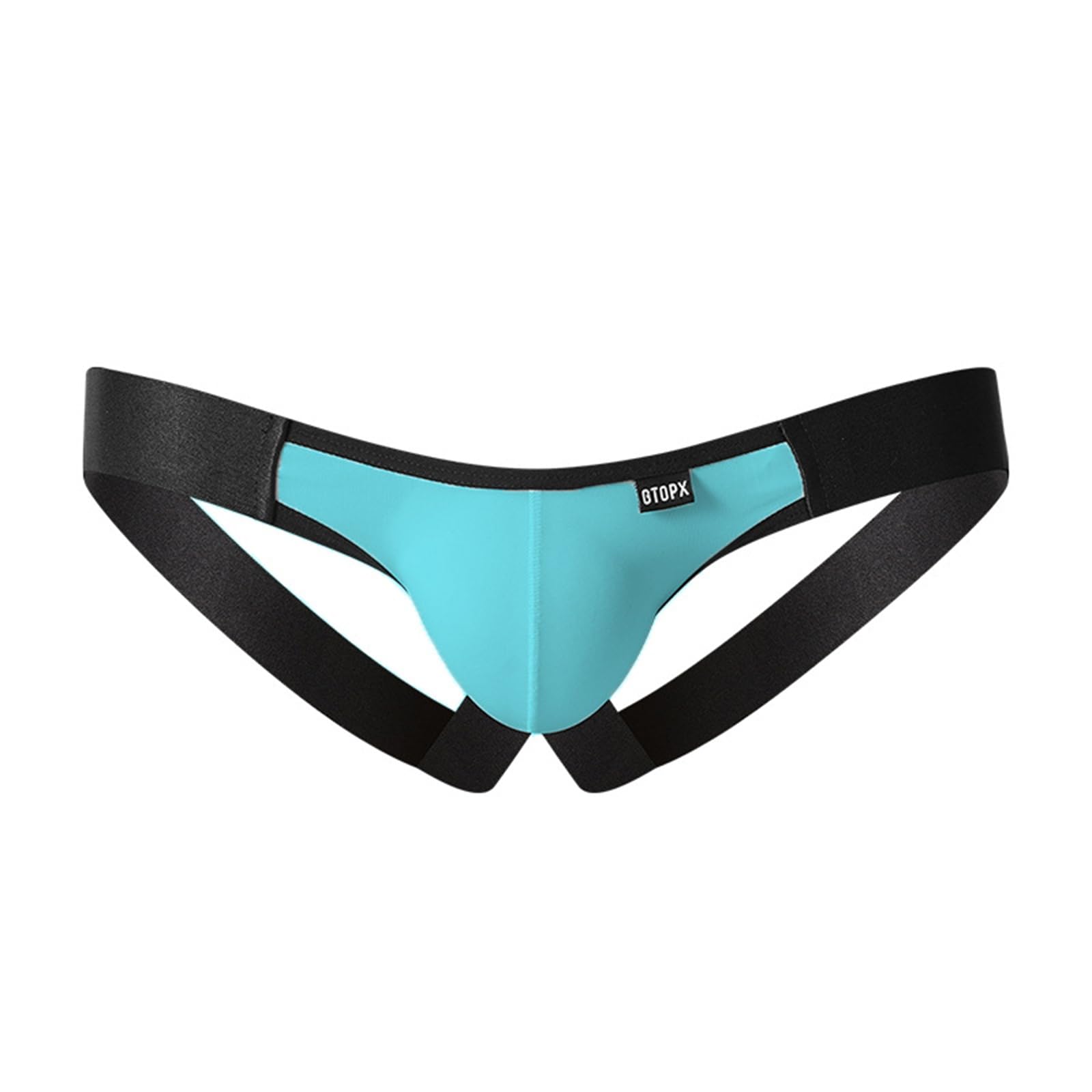 Evankin Men's Blue Sexy Low Rise Jockstraps Ice Silk Bulge Pouch Underwear Assless Lingerie Stretch No Belt, S