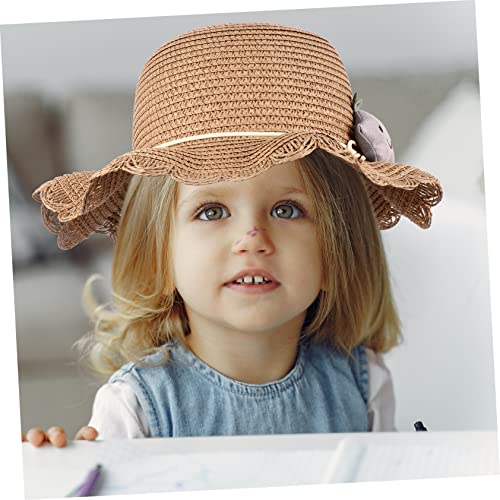 TOYANDONA Straw Woven Sun Block Hat with Wide Brim and Shoulder Bag UV Protection Summer Beach Hat for Fashionable Straw Sunhat with Windproof Design Khaki3