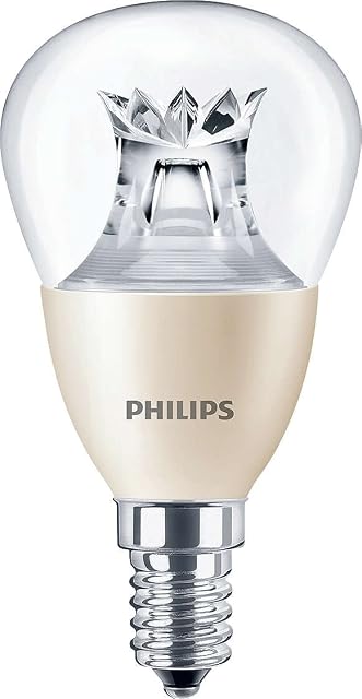Philips E14 Small Edison Screw 2200-2700 k Flame 470 lm Master LED Dimmable Dim Tone Lustre Light Bulb, 6 W - Warm White
