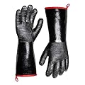932°F Extreme Heat Resistant Gloves for Grill BBQ,Aillary Waterproof Long Sleeve Pit Grill Gloves for Fryer, Baking, Oven,Smoker,Fireproof, Oil Resistant Neoprene Coating?14-Inch ?