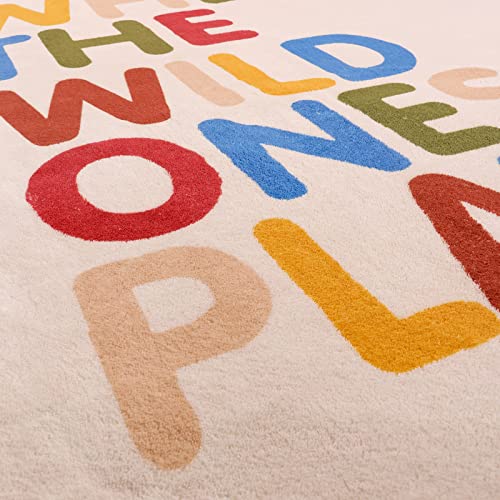Staruia Round Kids Rug 4Ft,Colorful Quote Rug For Playroom,Circle Washable Rug For Baby Nursery,Ultra Soft Rainbow Carpet Non-Slip Playmat For Children Dorm Tent Teepee #TOP2