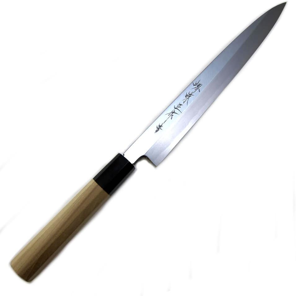 Houcho.com Sakai Ajimasa, Genuine Sakai-Manufactured, 8.3” (210mm) Kasumi Blue Steel Yanagiba Sushi Knife