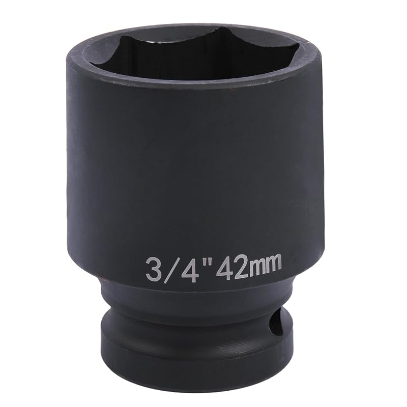 Soquete de impacto 42 mm com encaixe de 19,05 mm (3/4 pol.), 6 pontos, aço cromo-molibdênio YTKavq