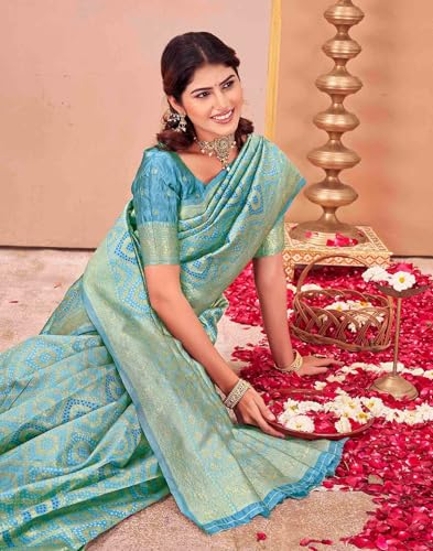 Image of SIRIL Women's Banarasi Soft Silk Saree Pure Silk with Unstitched Blouse Piece