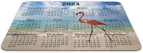 Miniatura 2 de Alfombrilla de mouse con calendario de flamencos 2024, alfombrilla de mouse de goma natural, alfombrilla de mouse rectangular para juegos creativa