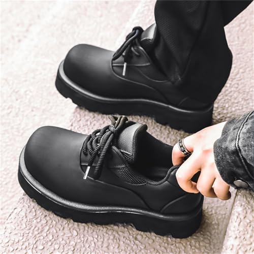 Men's Fashion Platform Chunky Dress Sneakers Casual Leather Derby Shoes Height Boosting Dress Shoes Black4