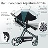 Cochecito 2 en 1 para recién nacido y niño pequeño, compacto con asiento convertible, plegable con respaldo y capota ajustables, portavasos, para 0-48 meses 6