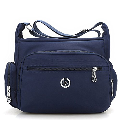 Veriya Women Shoulder Bags, Lightweight Nylon Handbag Multilayer Zipper Pockets Messerger Crossbody Bags For Ladies Women (Blue) #TOP26