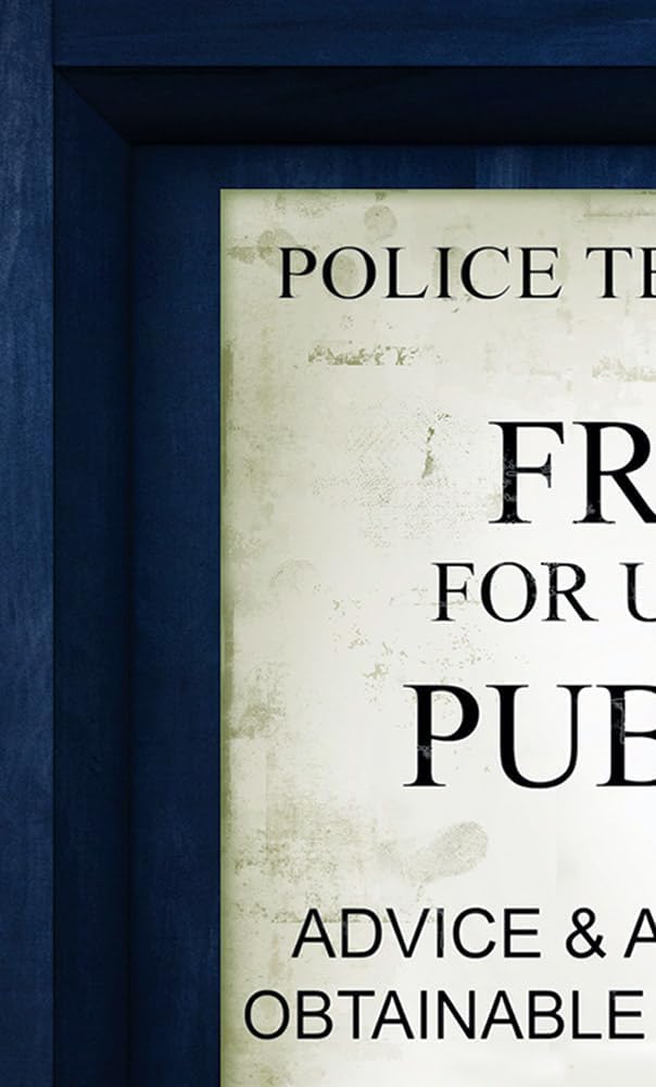 London Police Box Sticker for Door, Wall or Fridge - ONE Piece Peel & Stick Removable Mural, Decole, Skin, Wrap, Decal, Cover, Poster by WonderlandWalls. Size: 30" x 80"