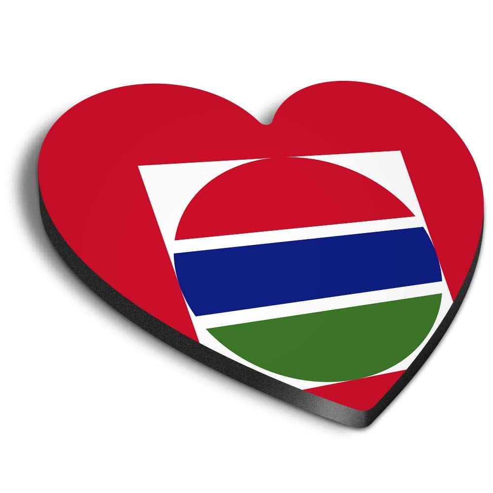 Destination Vinyl Ltd Multicolor 1 X Heart Mdf Magnets - Gambia Flag Map 9057
