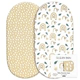 Baby Matratzenschoner Spannbettlaken 2er Pack, Oeko-tex100 Baby Spannbetttuch Stubenwagen Bezug Kinderwagen Matratzenbezug 81x41x8 cm, Spannbettlaken für Kinderwagen Stubenwagen Moseskörbe (Glod)