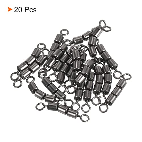 PATIKIL High Speed 3 Roller Swivel, 20Pcs 70lb Copper Barrel Bead Chain Rolling for Saltwater Freshwater Fishing Black - Image 3