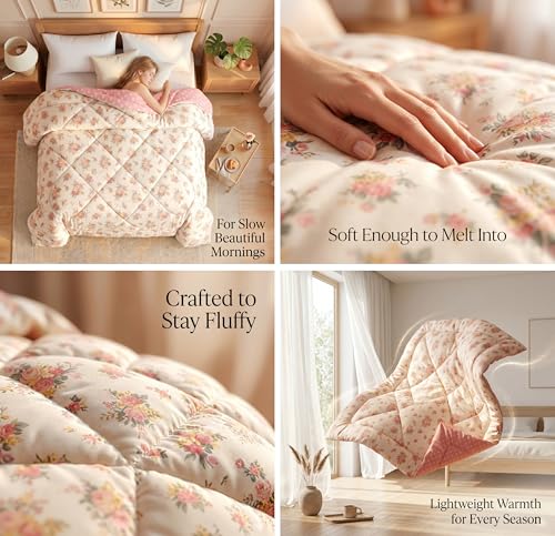 Image of VAS COLLECTIONS Feather Cotton Reversible AC Comforter for Double Bed | Super Soft 220 GSM Quilt /Duvet /Dohar | Lightweight All-Season Comforter | 90 x 100 Inches (1 Piece), Cream