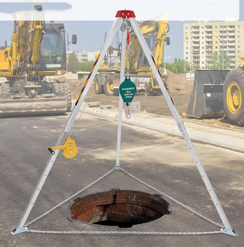 SRNSAEB Confined Space Rescue Tripod with Safe Belt, Aluminum Emergency Firefighting Rescue Rope System with Telescopic Legs for Flue/Tunnels/Sewers, 1200LBS/1800LBS/2600LBS (Size : 2600LBS)