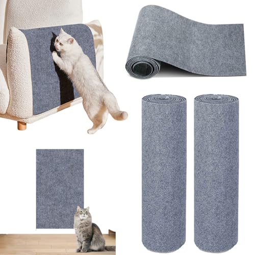 Cat Scratch Furniture Protector,2Roll Cat Carpet Self-Adhesive Cat Wall Scratcher Pad, Sofa Couch Corner Guards from Cat Claws,Cuttable Mats for DIY Cat Climbing Wall Tree Tower,78.7