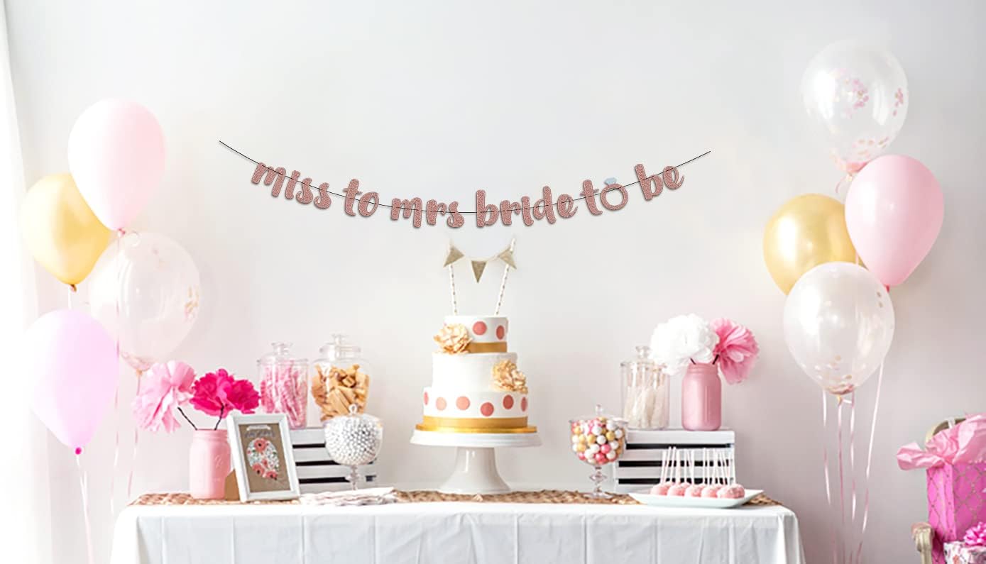 Pre-Strung Bride to Be and Miss to Mrs Glitter Banner 2 Pack - Funny Bachelorette Party Decorations for Her - Party Supplies, Favors and Gifts image 2