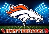 8.3 x 11.7 Inch Edible Square Cake Toppers – Broncos Themed Birthday Party Collection of Edible Cake Decorations