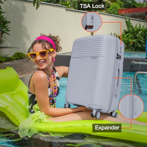 Image of Nasher Miles Krabi Expander Hard-Sided Polypropylene Cabin Luggage 20 inch | 55cm | 8 Wheels Small Trolley Bag for Travel | Suitcase (Grey)