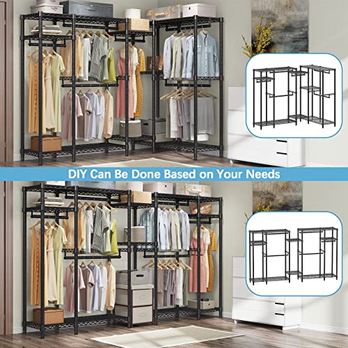 Vipek V2S Garment Rack Heavy Duty Commercial Grade Clothes Rack, 4 Tiers Adjustable Wire Shelving Clothing Racks With 3 Hanging Rods, Freestanding Closet Metal Wardrobe Closet, Max Load 650Lbs, Black #TOP6