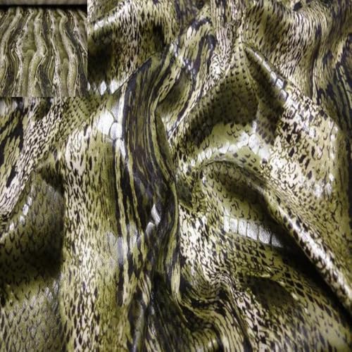 Fabrics-City% NEGRO/BLANCO/VERDE ESTÁNDAR LYCRA CUERO LYCRA TELA DE CUERO CROCO, 3227