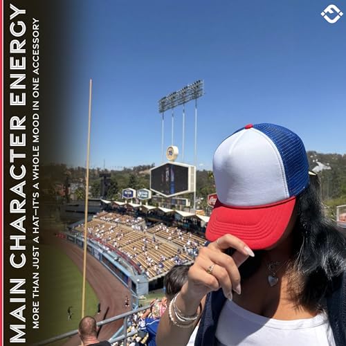 Image of Funky Junque Foam Trucker Hat, Trucker Hats for Women & Men - Blank Adjustable Snapback Mesh Back Baseball Cap