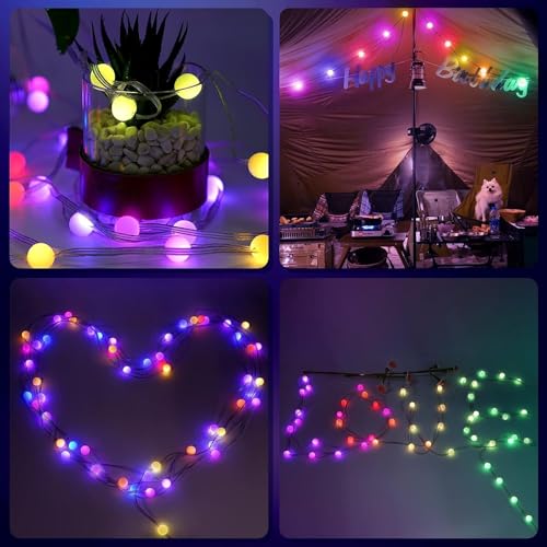 Image of MoonlitDreams 3M 14LED Milky Ball LED Curtain String Lights - Pooja Mandir Decoration Ball Fairy Lights for Window, Festival, Diwali, Christmas, Wedding, Party & Home Decoration