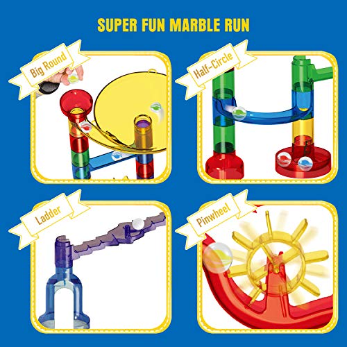 166Pcs Glowing Marble Run For Kids - Marble Maze & Building Block Brain Game Stem Toys Super Fun Gifts For Kids, Boys, Girls Age 4 To 12 (16 Glow In The Dark Marbles + 20 Glass Marbles) #TOP1