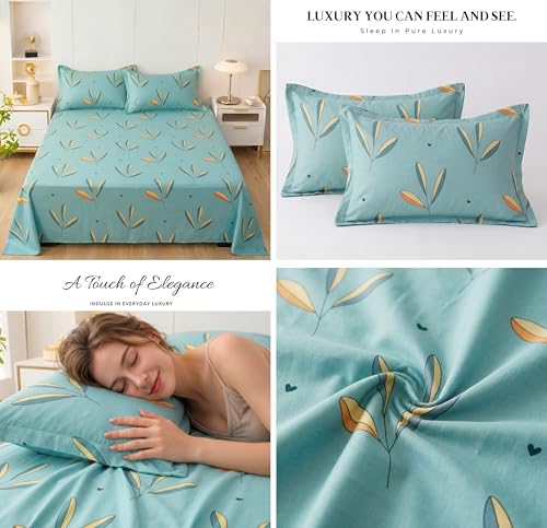 Image of VAS COLLECTIONS Cotton Feel Double Bedsheet 90x100 Inches | Bulk Bedding Set Pack of 15 with 30 Pillow Covers | Soft Breathable Printed Bed Sheets for Hotels, Hostels, PG, Home & Diwali Gifting