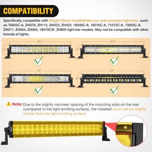 Image of Nilight 22 Inch Spot Flood Combo LED Light Bar Yellow Cover