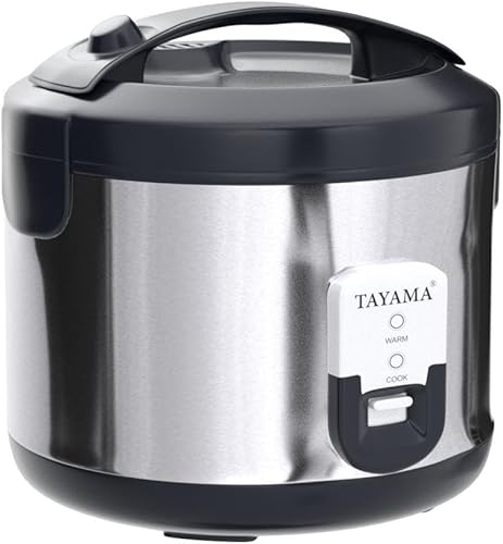Miniatura 4 de Tayama Arrocera automática de acero inoxidable de 20 tazas y vaporizador de alimentos, color negro