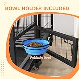 PawHut 48" Heavy Duty Dog Crate with Bowl Holder, Dog Cage on Wheels with Removable Tray, Openable Top, Detachable Door, Indoor Outdoor Use, for Large and Extra Large Dogs - Black - Image 4