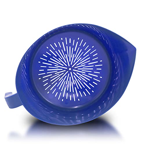 Easy Greasy Colander Grease Strainer With Handle And Container, Catch Bowl With Lid 3 Piece Strain Set | Strains Ground Beef, Bacon & Pasta | Safe Kitchen Gadget Bpa Free | Made In The Usa (Blue) #TOP3