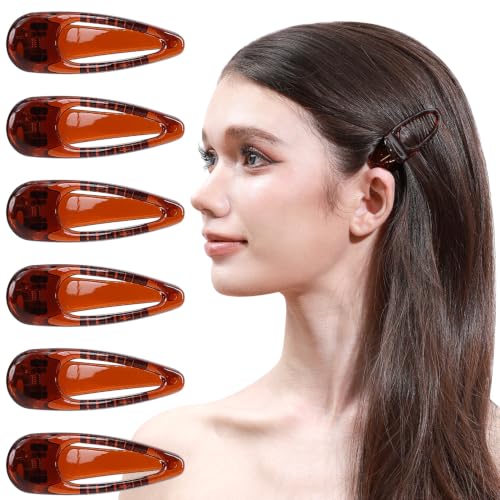 RC ROCHE 6 Pcs Duckbill Hair Clips for Women Alligator No Slip, Small Brown