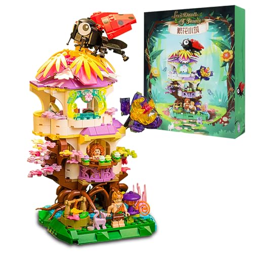 Tree House Building Toy,737PCS Creative Forest House Construction Toys Set,STEM Cherry Blossom Tree Houses with Flowers & Animals,Christmas Birthday Gifts for Age 6 7 8-14 and Up Girls Boys Kids