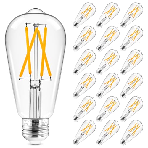 Hizashi Vintage LED Edison Bulb Dimmable, 6W Equivalent 60W, E26 Base Light Bulbs, 2700k Warm White, 700LM, High CRI 95+ Eye Protection, Clear Glass, Pack of 18