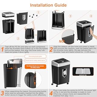 Bonsaii 15-Sheet Office Paper Shredder, 40 Mins Heavy Duty Shredder for Home Office, Crosscut Shreder with Anti-Jam System & P-4 High Security Supports CD/Credit Cards/Staple,5 Gal Pullout Bin C169-B