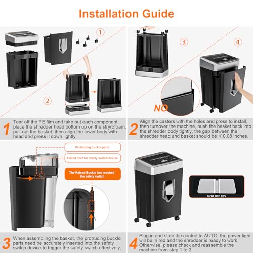 image for Bonsaii 15-Sheet Office Paper Shredder, 40 Mins Heavy Duty Shredder fo