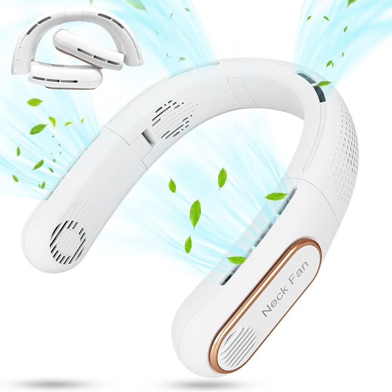 LYMYBETY Portable Bladeless Neck Fan, Hand Free Leafless Neckband Fan, Rechargeable Wearable Personal Fan with 4000 mAh Long-Lasting Battery, Adjustable 3 Speeds