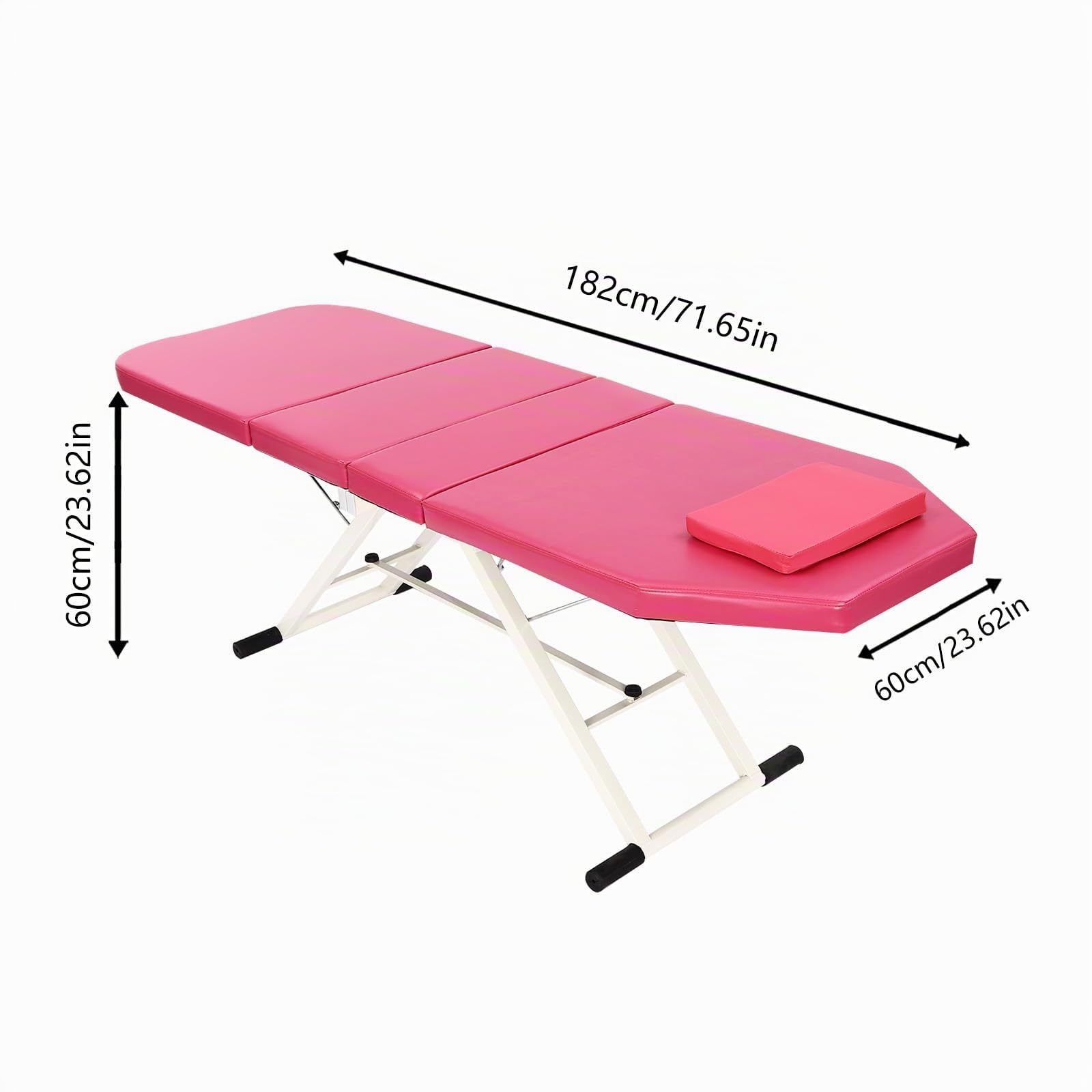 Rosa Massageliege Therapieliege Behandlungsliege Mobile Massagebett Massagetisch Breit HöHenverstellbar Tragbare Massagebank HöHenverstellbarer Armlehnen FüR Physiotherapie Tasche Klappbar 3Zonen