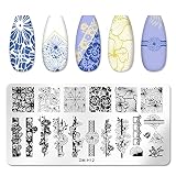 MWOOT 6 sztuk Stamping Plates, Serce Łuk Kwiat Liść Wąż, Dekoracja dla paznokci