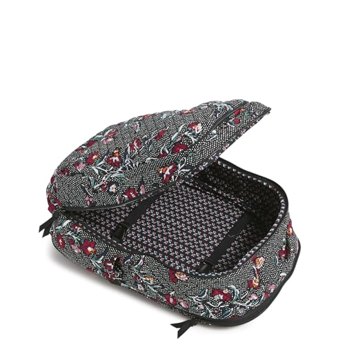 Image of Vera Bradley Women's, Cotton Large Travel Backpack Travel Bag, Perennials Noir Dot, One Size