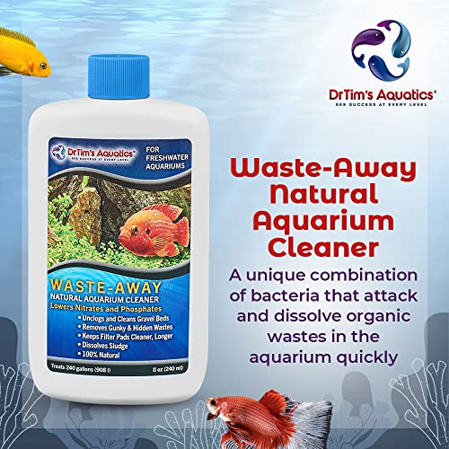 DrTims-Aquatics-Freshwater-Waste-Away--Natural-Fish-Tank-Aquarium-Waste-Management-Solution-for-Dissolving-Cleaning-Organic-Sludge-64-oz-Treats-1920-gal