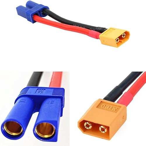 Miniatura 3 de 2 pares EC5 a XT60 conector macho hembra adaptador de conversión de enchufe con 2.0 in 12 AWG cable de alambre para RC Hobby Modelo FPV Drone Car