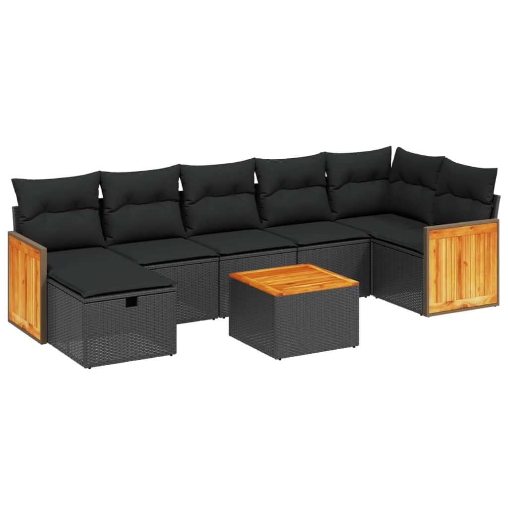 Destockage mobilier de Jardin,Salon,Salon Jardin Enfant,Salon de Jardin 8 pcs avec Coussins Noir résine tresséeConvient pour Les Jardins, Les Salons et Les patios