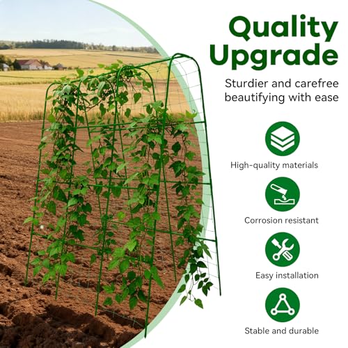 Cucumber Trellis for Raised Bed with Plastic Coated Steel Pipe-63"*50",Grn by Trellume - Used condition - Image 3