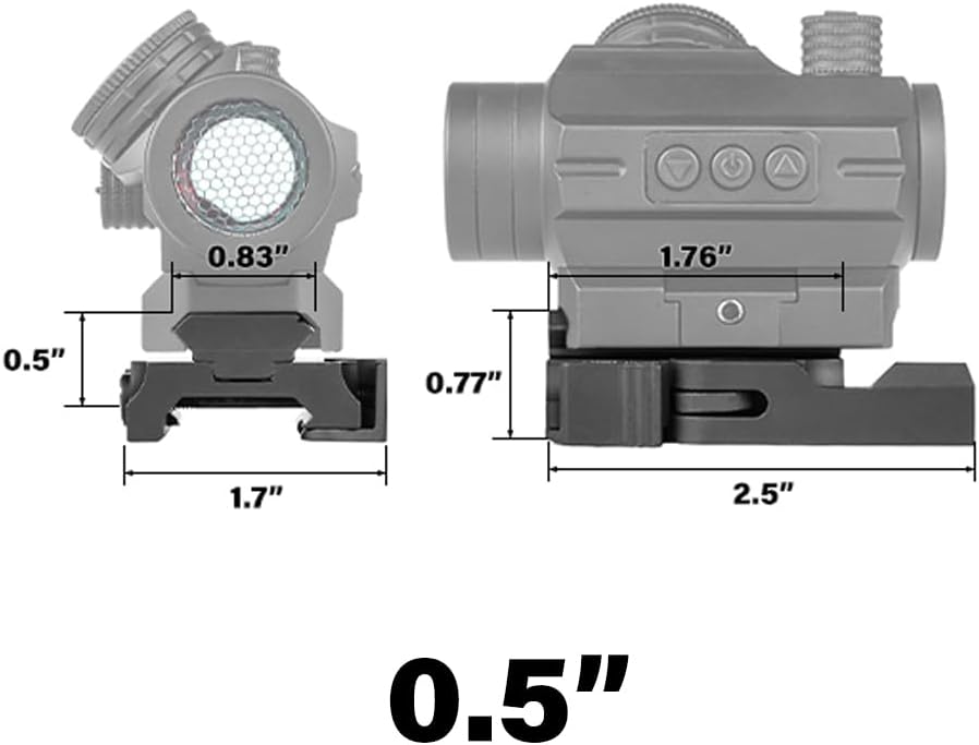 SPINA OPTICS Picatinny Rail 0.5/0.75/0.83 inch Riser Mount, QD Quick Release/Detach Adapter, Low Profile Picatinny Rail Red Dot Sights and Optics, 4 Slots